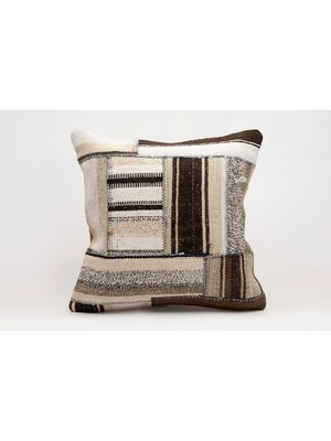 El Yapımı Kilimden Yapılmış Vintage Kırlent Kılıfı, Yün