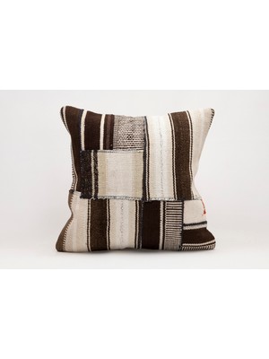 El Yapımı Kilimden Yapılmış Vintage Kırlent Kılıfı, Yün