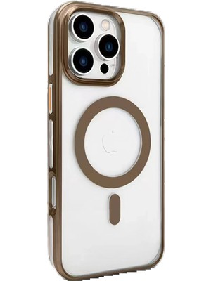 iPhone 16 Pro Gleam Pc Sert Magsafe Kılıf - Kahverengi - DROPX4890-4923