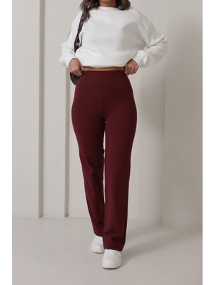 Kadın Yüksek Bel Geniş Paça Toparlayıcı Flare Tayt Pantolon