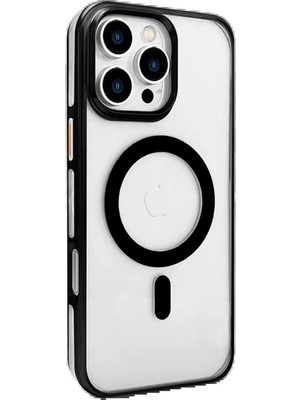 iPhone 16 Pro Gleam Pc Sert Magsafe Kılıf - Şeffaf-Siyah - DROPX2126-7697