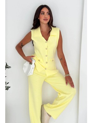 Şık ve Rahat: Triko Yelek & Pantolon Takım (Kolsuz Triko Set) 66018
