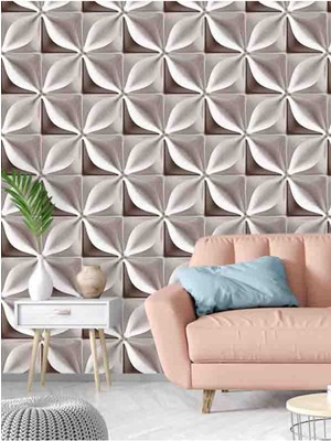 3 Boyutlu Geometrik Şekil Desenli Silinebilir Tekstil Duvar Kağıdı