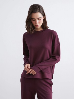 Lcw Vision Mürdüm Bisiklet Yaka Oversize Kadın Sweatshirt