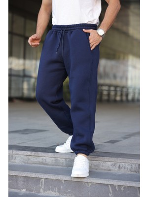 Erkek Beli ve Paçası Lastikli Lacivert Eşofman Altı