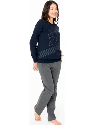 Kadın 2 Iplik Kışlık Ev Giyim Pijama Takım, Us Polo Assn Yazılı