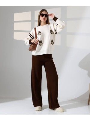 Labubu Desenli Oversize Triko Ikili Takım