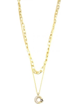 Çoklu Ay Yıldız Kolye - Altın