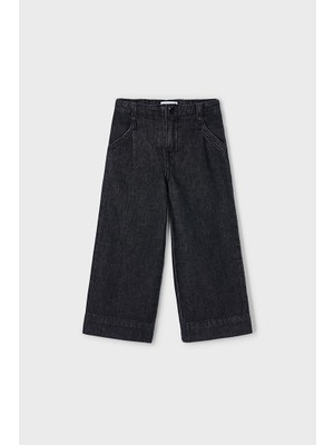 Kız Çocuk Ispanyol Paça Kot Pantolon - Siyah