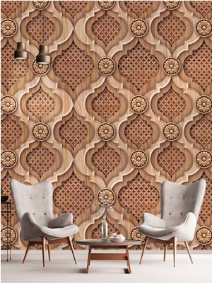 3 Boyutlu Ahşap Desenli Isı ve Ses Yalıtımlı Sağlıklı Tekstil Duvar Kağıdı