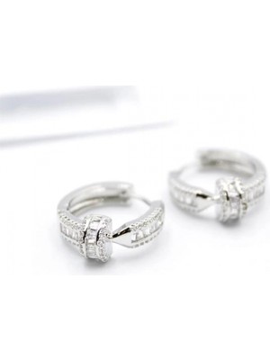 Taşlı Çivi Küpe - Gümüş