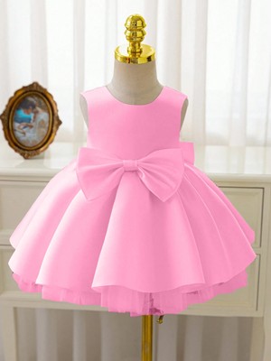 Kız Bebek Seda Model Şeker Pembe Doğum Günü Elbise