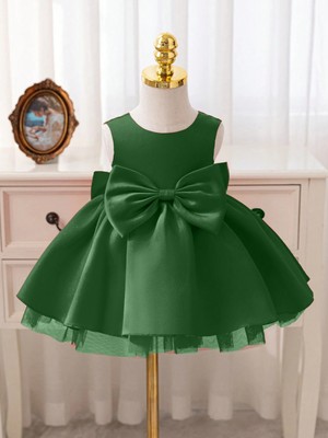 Kız Bebek Seda Model Zümrüt Yeşil Doğum Günü Elbise