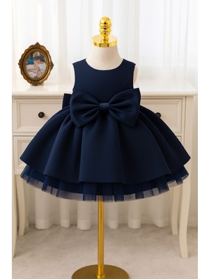 Kız Bebek Seda Model Lacivert Doğum Günü Elbise