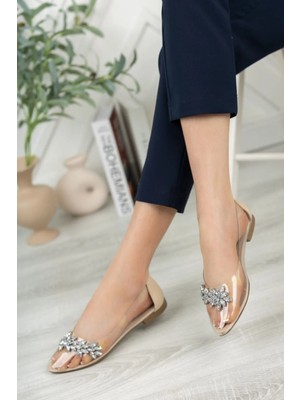 15013 Krem Kadın Şeffaf Babet