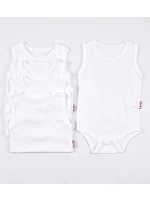 Belirtilmemiş Hobistan 5 Li Beyaz Bebek Atlet Body Ribana Kolsuz Düz Desen Unisex Modaicon
