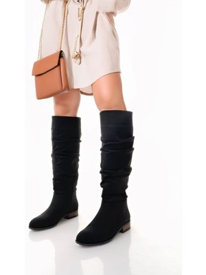 Winda Siyah Süet Körüklü Çizme