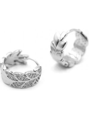 Taşlı Halka Küpe - Gümüş