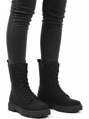 Aspor Siyah Nubuk Içi Polarlı Fermuarlı Kadın Bot