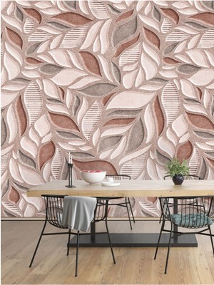 Kabartma Yaprak Desenli Silinebilir Sağlıklı Tekstil Duvar Kağıdı