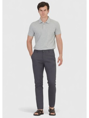 Antrasit Düz Dokuma Jogging Fit Casual Pamuk Karışımlı Pantolon
