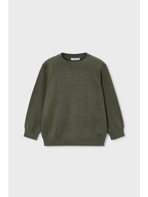 Erkek Çocuk Bisiklet Yaka Basic Triko Kazak - Yeşil