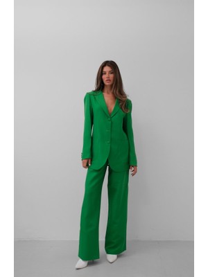 Bel Katlamalı Pantolon Blazer Ceket Takım