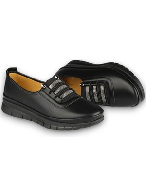 Wanetti 9908 Siyah Ortopedik Rahat Hafif Günlük Anne Ayakkabısı