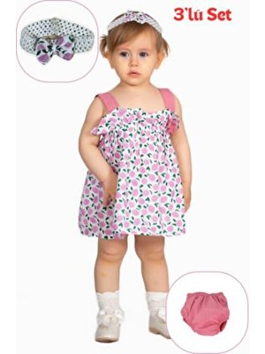 Mai Perla Mandalina Baskılı Pembe Kız Bebek Takım 3'lü Set Kadın Cinsiyet İçin Özel Olay Temalı
