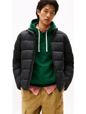 Erkek Regular Fit Dik Yaka Kapitone Şişme Mont - Siyah