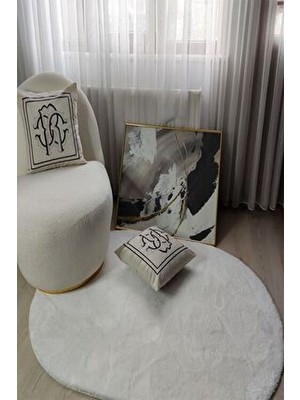 Peluş Daire, Yuvarlak Halı Veya Dekoratif Beyaz Tüylü Yumuşak Yıkanabilir Kaymaz Taban Post Aksesuar