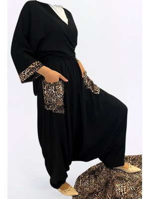 Otantik Bohem Şalvar- Viskon Kumaş Rahat Kalıp Leopar Cepli Şık Otantik Bohem Tarzı Kadın Şalvar