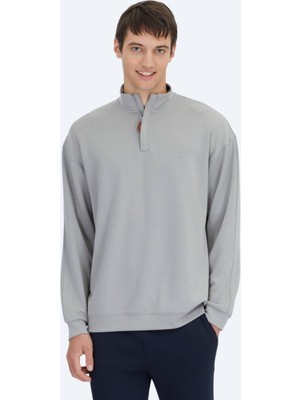Gri Dik Yaka Sweatshırt