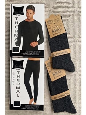 Erkek Termal Takım 2 Adet Yün Çorap Hadiyeli