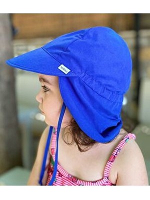 Royal Blue Flap Lejyoner, Ense Korumalı, Boyundan Bağlamalı, Lastikli Ayar Tokalı, Çocuk Güneş Şapka