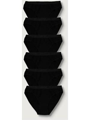 Kadın Siyah 6'lı Paket Külot ELF568T0635CCM6