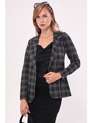 Kadın Füme Tek Düğmeli Ekose Ceket ARM-19K001131