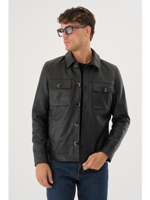 Grima Siyah Erkek Deri Mont