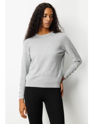 Kadın Sıfır Yaka Dikişsiz Önü Kısa Arkası Uzun Bluz Gri