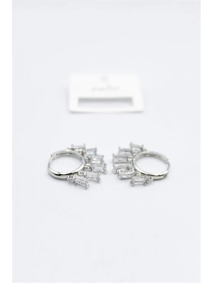 Baget Taşlı Shakira Küpe - Gümüş