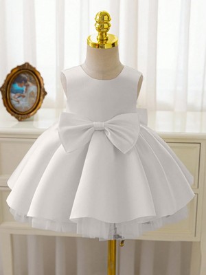 Kız Bebek Seda Model Beyaz Doğum Günü Elbise