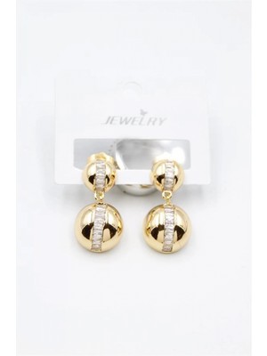 Baget Taşlı Küpe - Altın