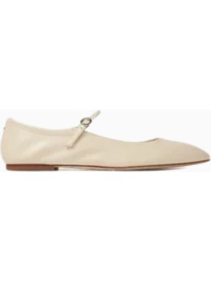 Aeyde Uma Ballet Flats, Beyaz Nappa Deri, Kare Burun, Minimalist Askılı, Lüks Italyan Tasarımı