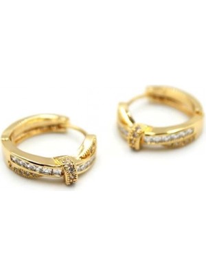 Taşlı Halka Küpe - Altın