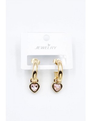 Kalp Halka Küpe - Pembe