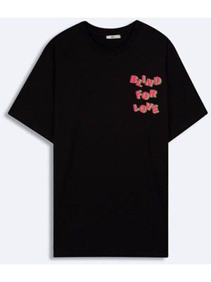 LTB FEDERA Erkek Kısa Kollu Sıfır Yaka Sloganlı Siyah T-shirt 1225842956089