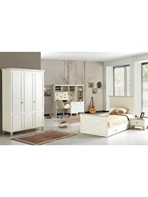 Palatlas Genç Odası Takımı ( Dolap + Yavrulu Karyola + Komodin + Çalışma Masası + Kitaplık )