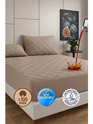 %100 Pamuk Renkli Kapitone Fitted Full Kenar Su Sıvı Geçirmez Yatak Koruyucu Alez Tek Çift Battal