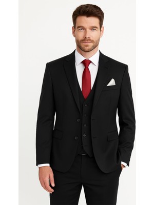 Yelekli Takım Elbise Slim Fit