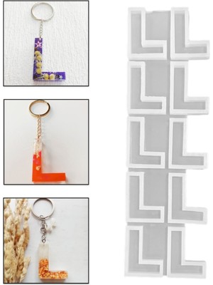 Epoksi Çoklu Silikon Kalıp Düz L Harfi Anahtarlık Reçine Seri Döküm Kalıbı 4 cm 10 Lu